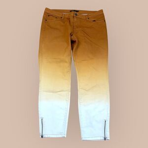 Prana Skinny Jeans Women's 14/32 Brown White Two Tone Ankle Zip Boho Streetwear